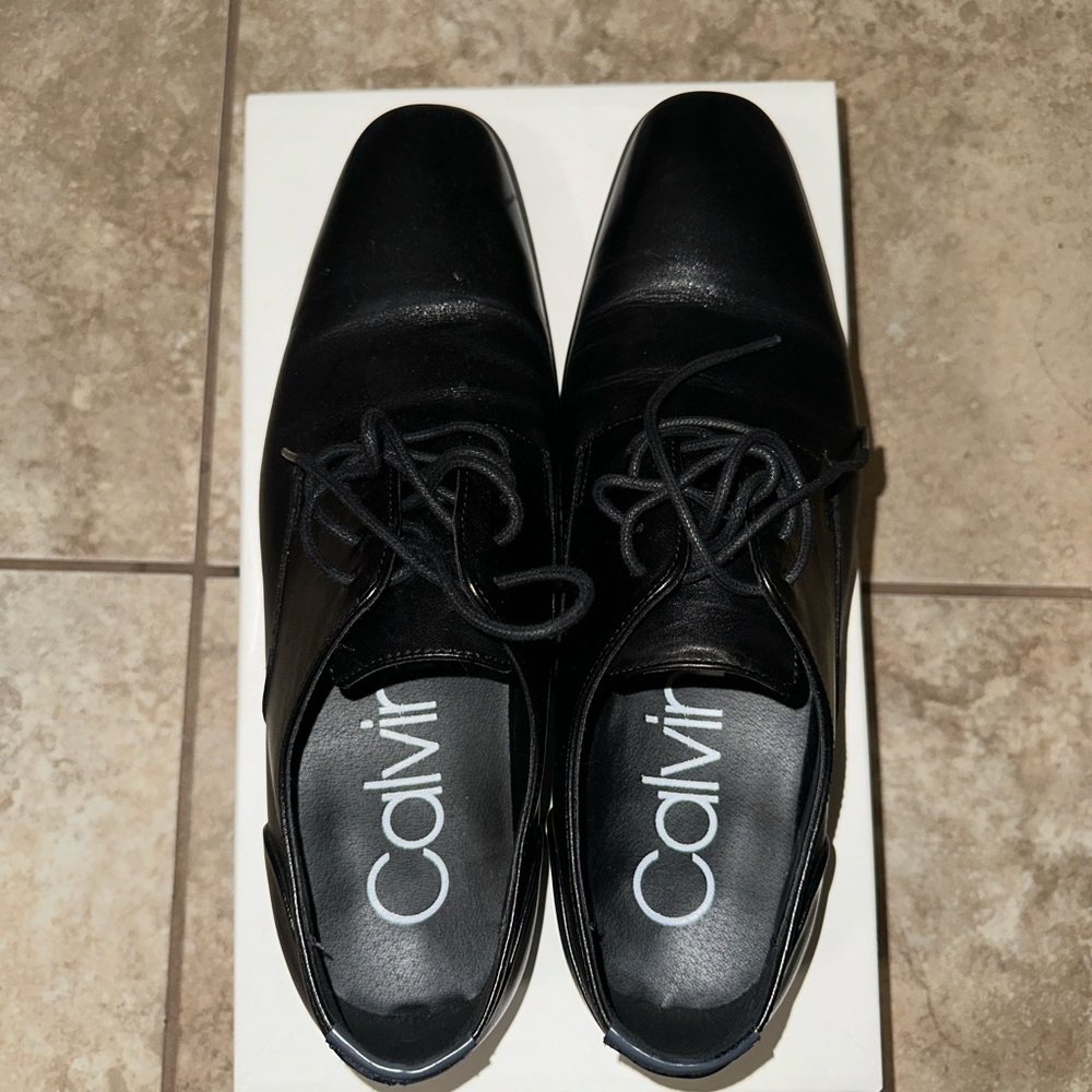 Calvin Klein Black Leather Oxford Shoes